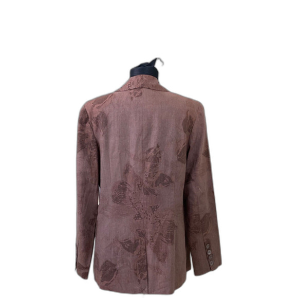 NWT Coldwater Creek classic linen blend Floral Blazer jacket women’s 10 Brown - Picture 3 of 13